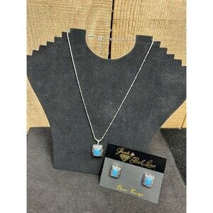 Park Lane CAMINO ROYALE Necklace And Pierced Earrings Silver Tone Turquoise J231